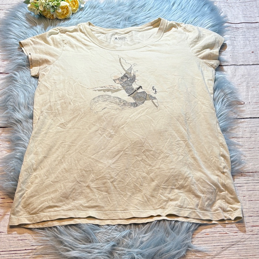 Eastern Mountain Sports Organic Cotton Squirrel Graphic Tee sz L